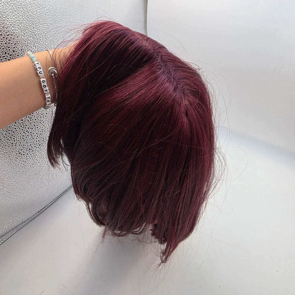 Bobbi Boss Premium Synthetic Lace Front Wig Burgundy Wine Red Short Layered Bob